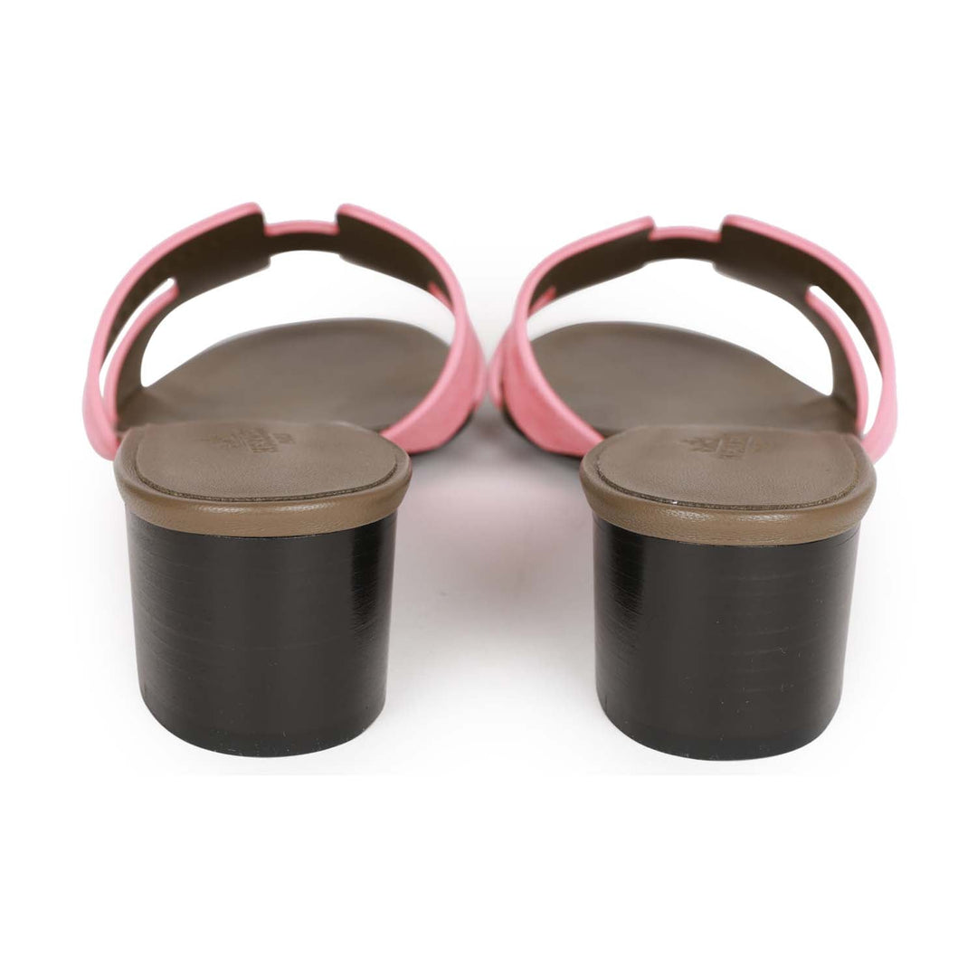 Top quality Hermes Oasis Sandals Rose Suede 36.5