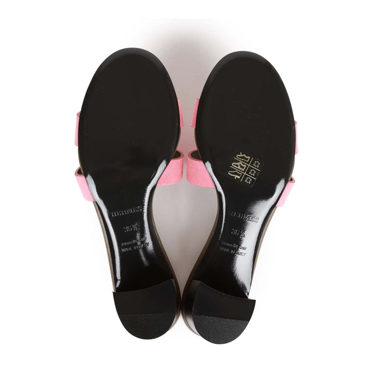 Top quality Hermes Oasis Sandals Rose Suede 36.5