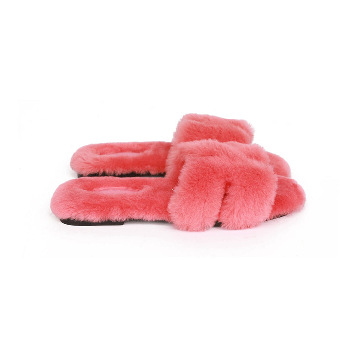 Top quality Hermes Oran Sandals Rose Du Désert Woolskin 37