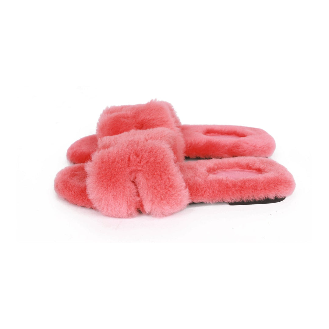 Top quality Hermes Oran Sandals Rose Du Désert Woolskin 37