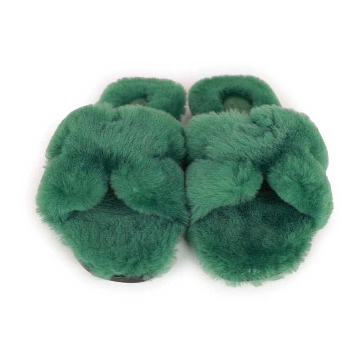 Top quality Hermes Oran Sandals Vert Anglais Woolskin 38.5