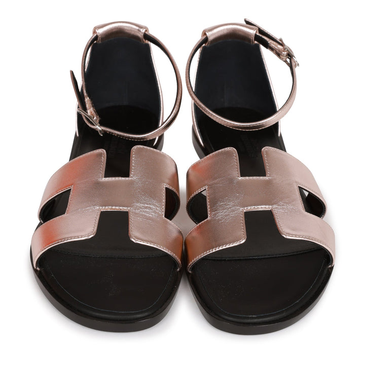 Top quality Hermes Santorini Sandals Metallic Pink 37