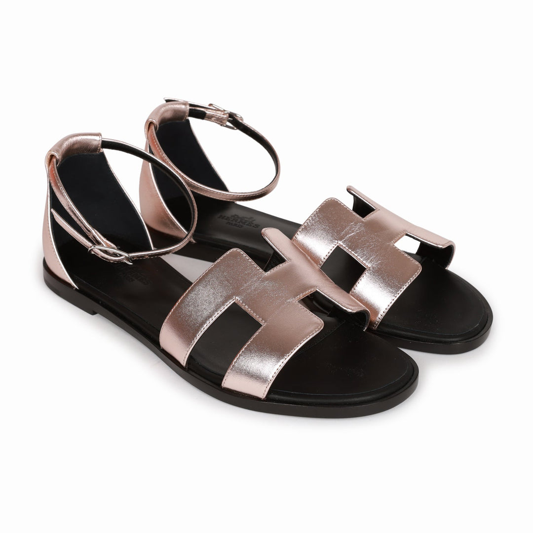 Top quality Hermes Santorini Sandals Metallic Pink 37