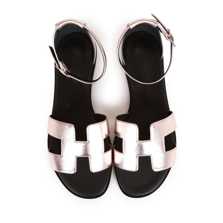 Top quality Hermes Santorini Sandals Metallic Pink 37