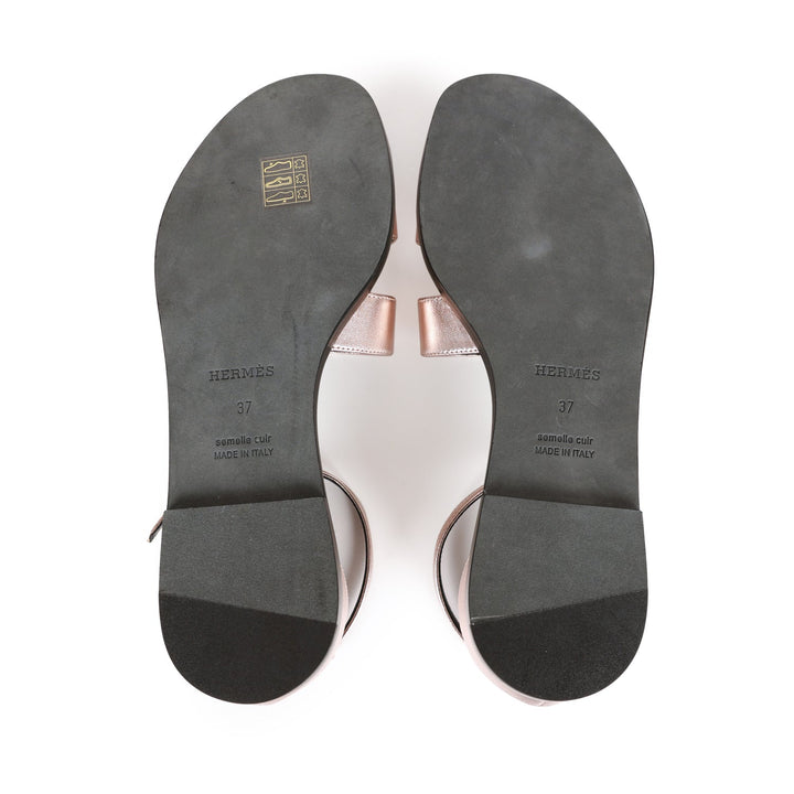 Top quality Hermes Santorini Sandals Metallic Pink 37