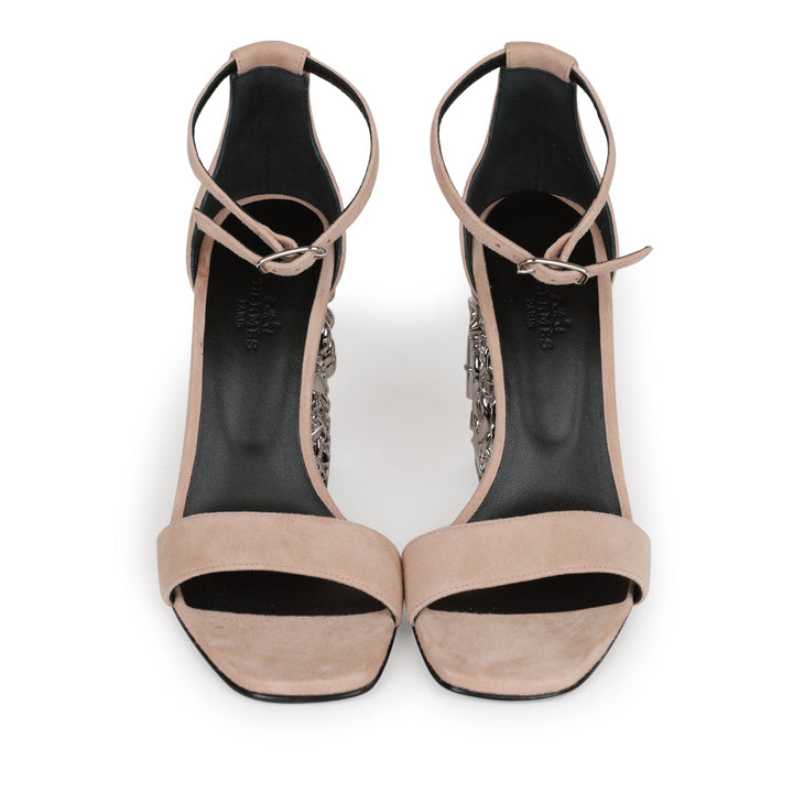 Top quality Hermes Glam 105 Sandals Beige Suede 38