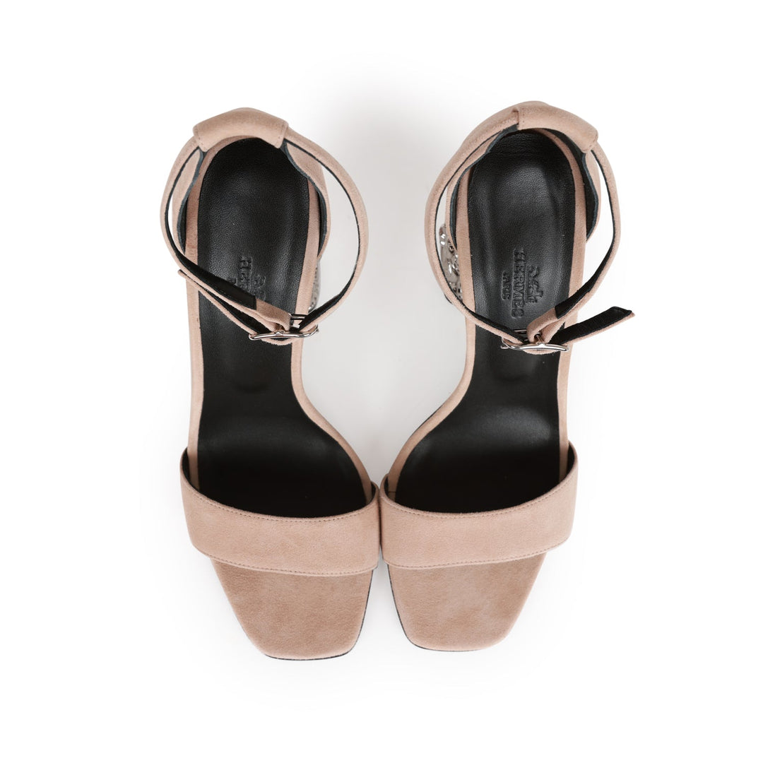 Top quality Hermes Glam 105 Sandals Beige Suede 38