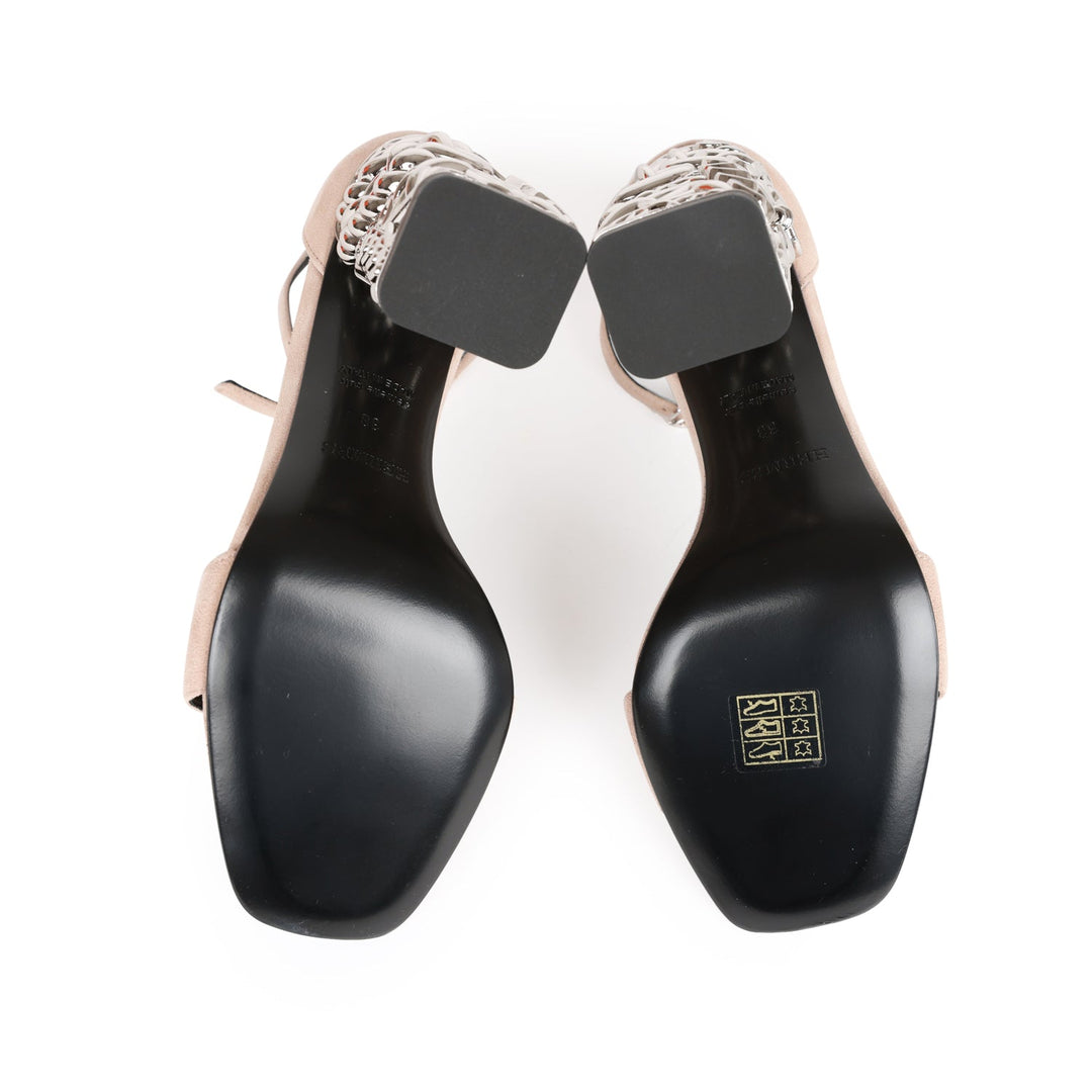 Top quality Hermes Glam 105 Sandals Beige Suede 38