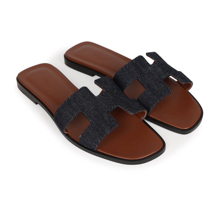 Top quality Hermes Oran Sandals Bleu Brut Denim 38 EU