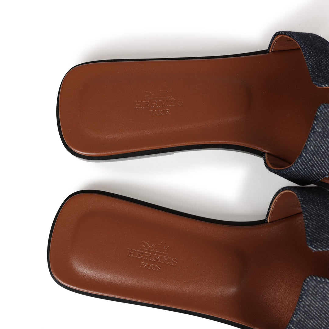 Top quality Hermes Oran Sandals Bleu Brut Denim 38 EU