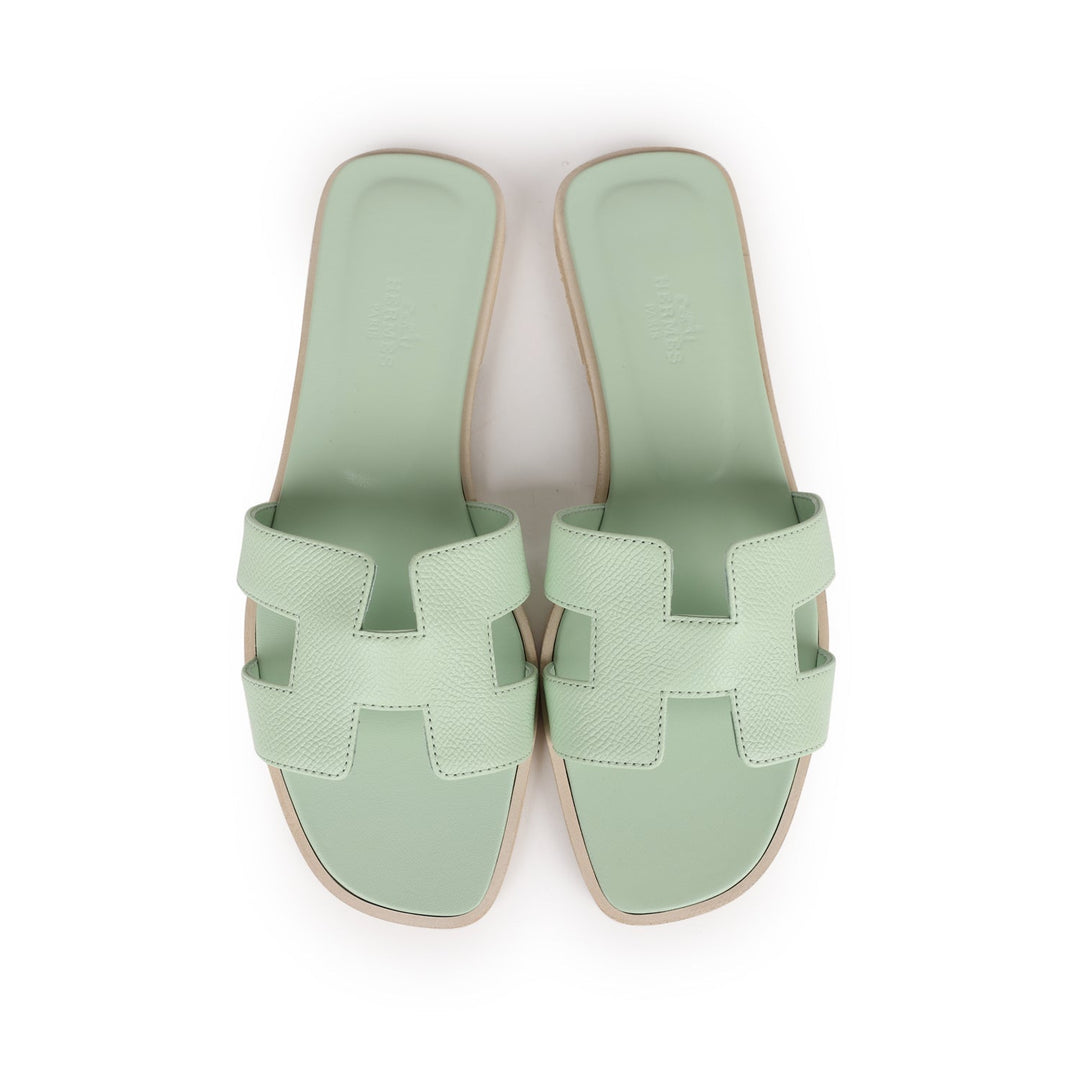 Top quality Hermes Oran Sandals Vert Jade Epsom 38 EU