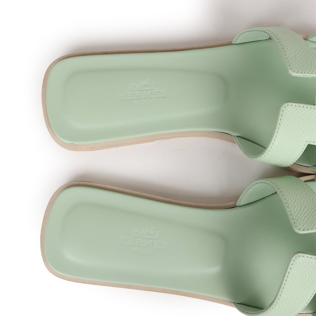 Top quality Hermes Oran Sandals Vert Jade Epsom 38 EU