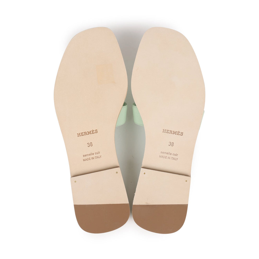 Top quality Hermes Oran Sandals Vert Jade Epsom 38 EU