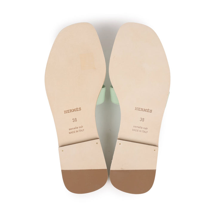 Top quality Hermes Oran Sandals Vert Jade Epsom 38 EU