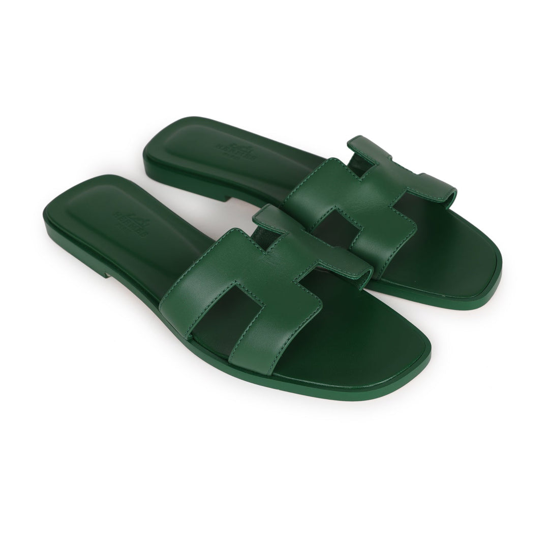 Top quality Hermes Oran Sandal Vert Electrique Calfskin 38 EU