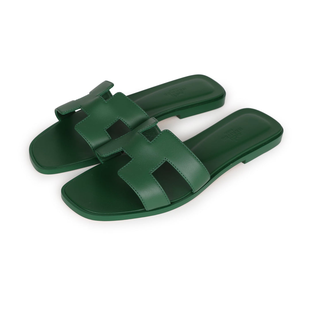 Top quality Hermes Oran Sandal Vert Electrique Calfskin 38 EU