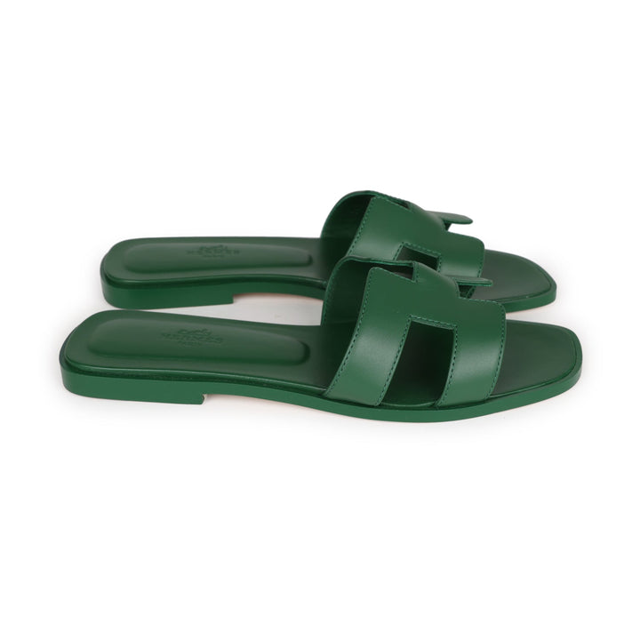 Top quality Hermes Oran Sandal Vert Electrique Calfskin 38 EU