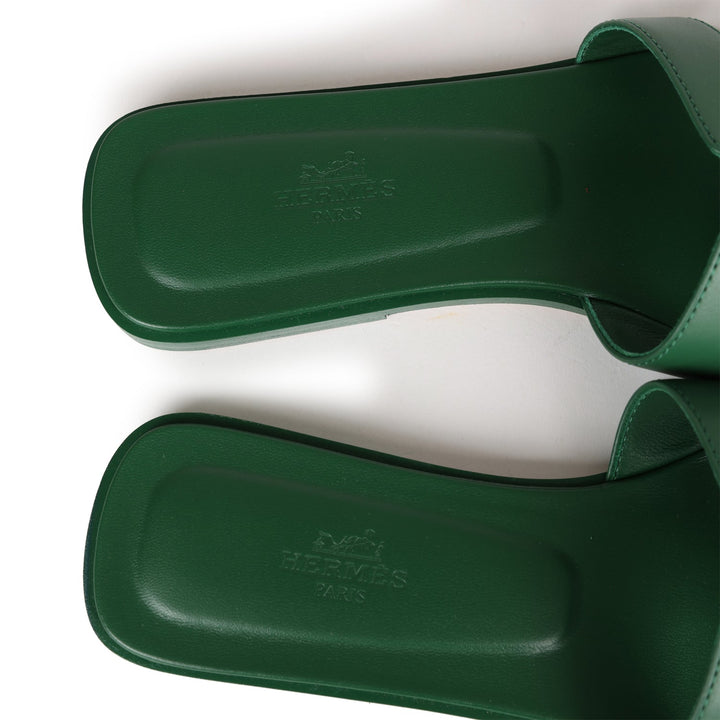 Top quality Hermes Oran Sandal Vert Electrique Calfskin 38 EU