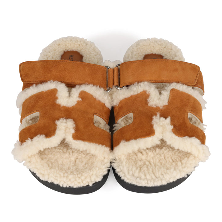 Top quality Hermes Chypre Teddy Sandals Kraft Suede 38 EU