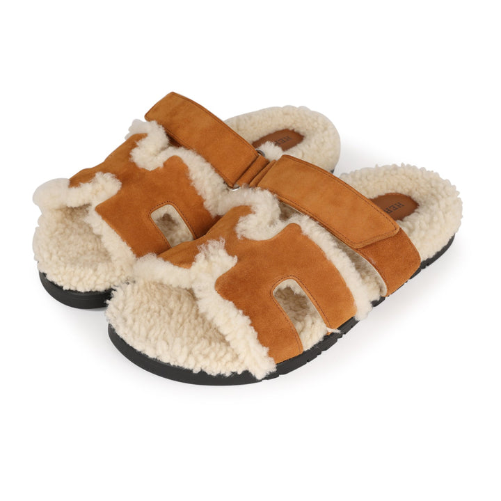 Top quality Hermes Chypre Teddy Sandals Kraft Suede 38 EU