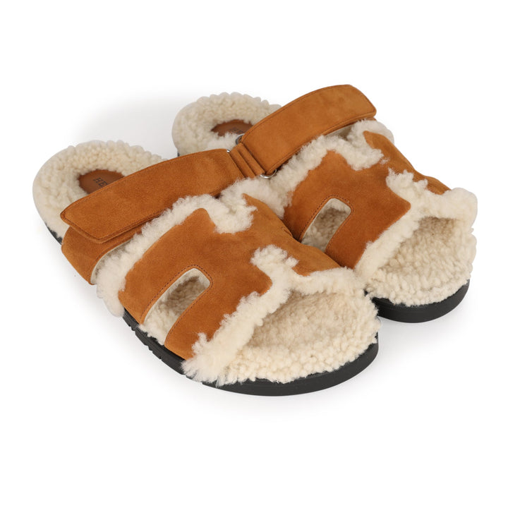 Top quality Hermes Chypre Teddy Sandals Kraft Suede 38 EU