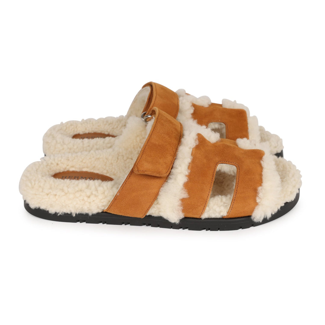 Top quality Hermes Chypre Teddy Sandals Kraft Suede 38 EU