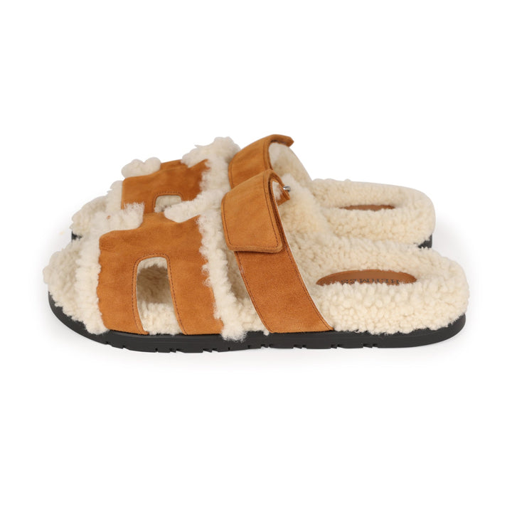 Top quality Hermes Chypre Teddy Sandals Kraft Suede 38 EU