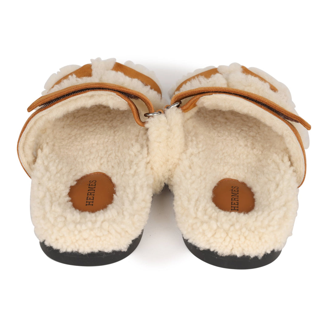 Top quality Hermes Chypre Teddy Sandals Kraft Suede 38 EU