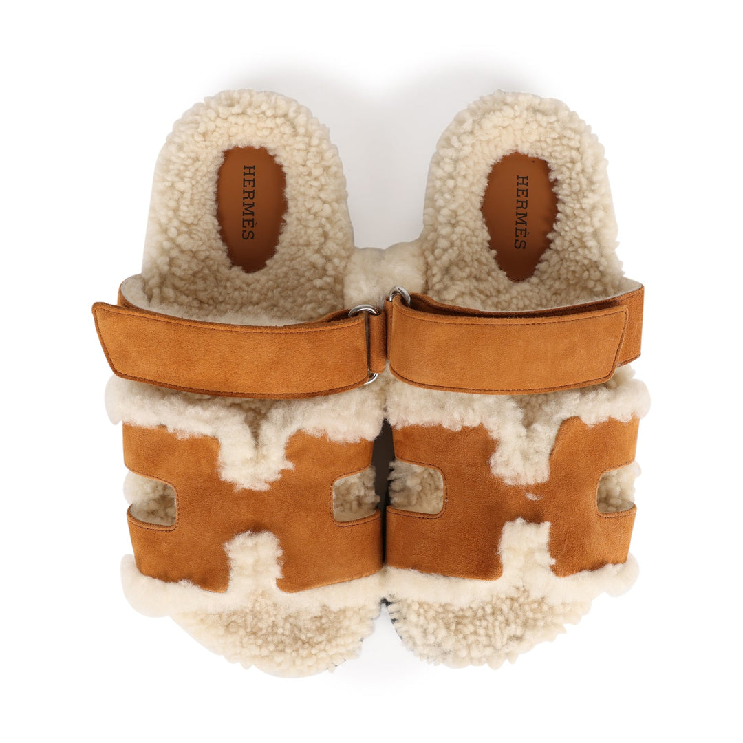 Top quality Hermes Chypre Teddy Sandals Kraft Suede 38 EU
