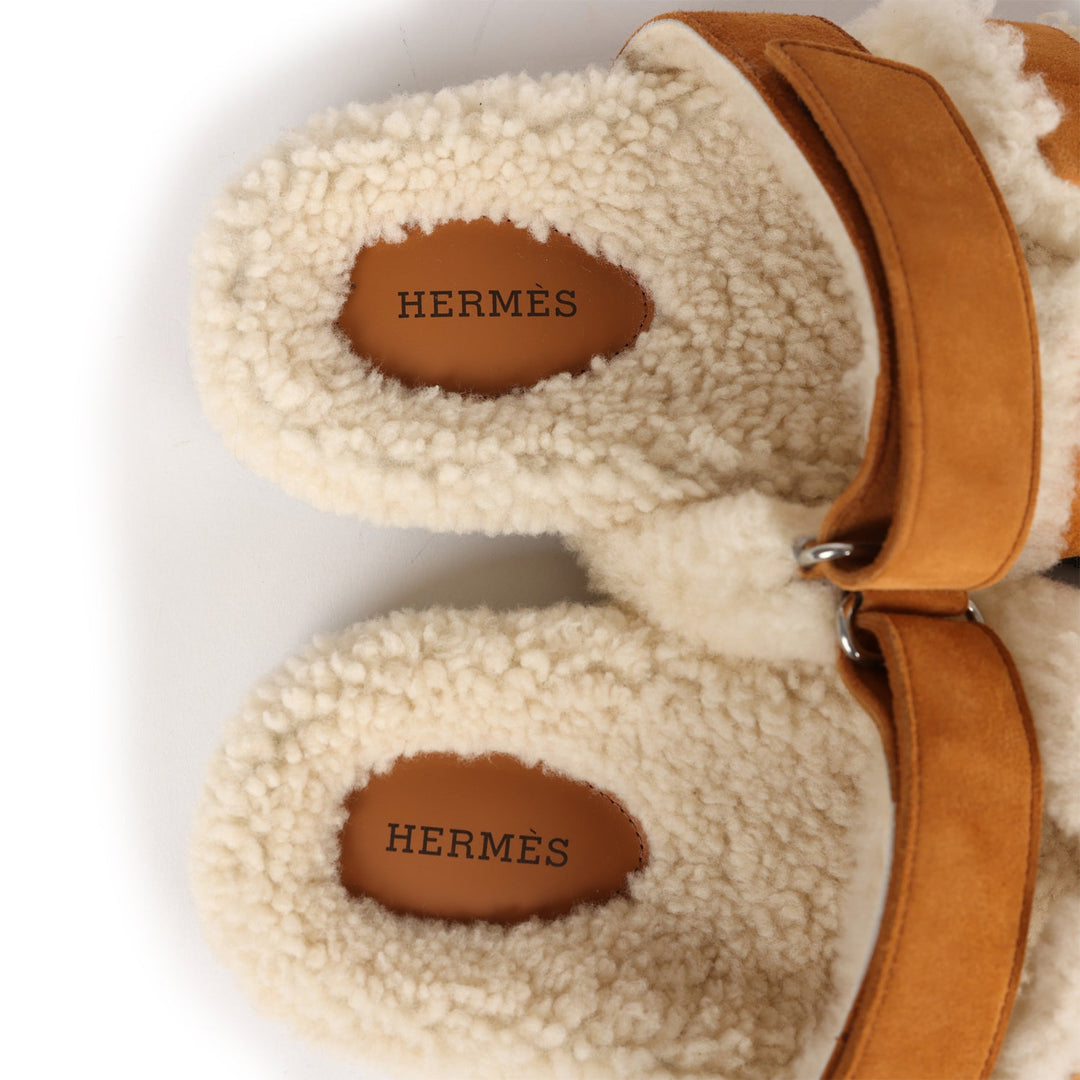 Top quality Hermes Chypre Teddy Sandals Kraft Suede 38 EU
