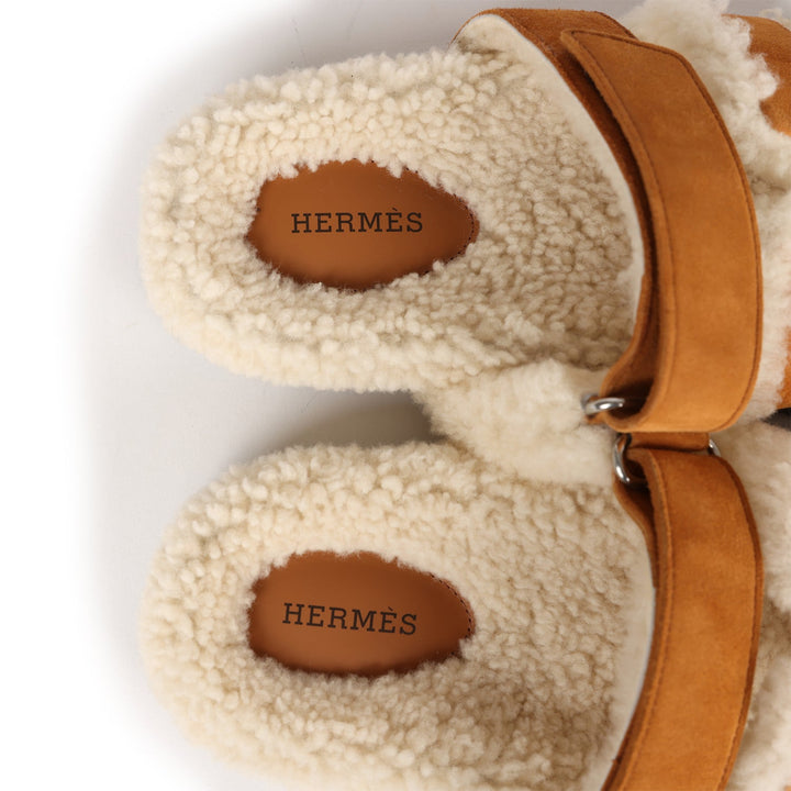 Top quality Hermes Chypre Teddy Sandals Kraft Suede 38 EU