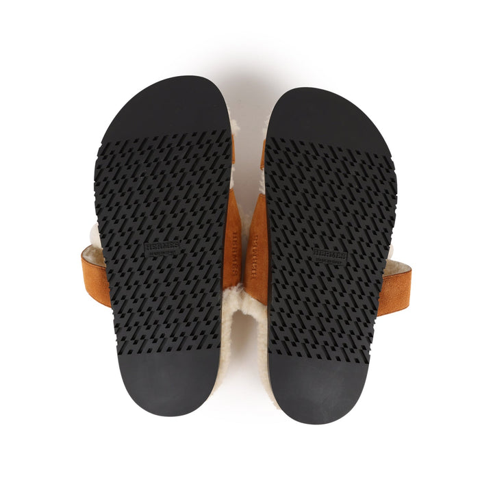 Top quality Hermes Chypre Teddy Sandals Kraft Suede 38 EU