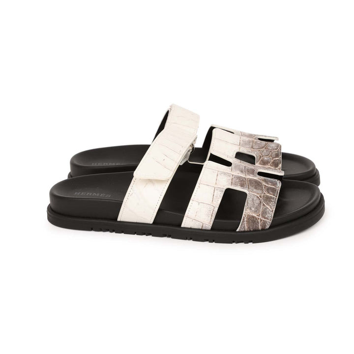 Top quality Hermes Chypre Sandals Himalaya Matte Crocodile Palladium Hardware 38