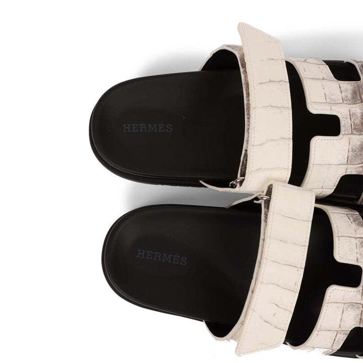 Top quality Hermes Chypre Sandals Himalaya Matte Crocodile Palladium Hardware 38