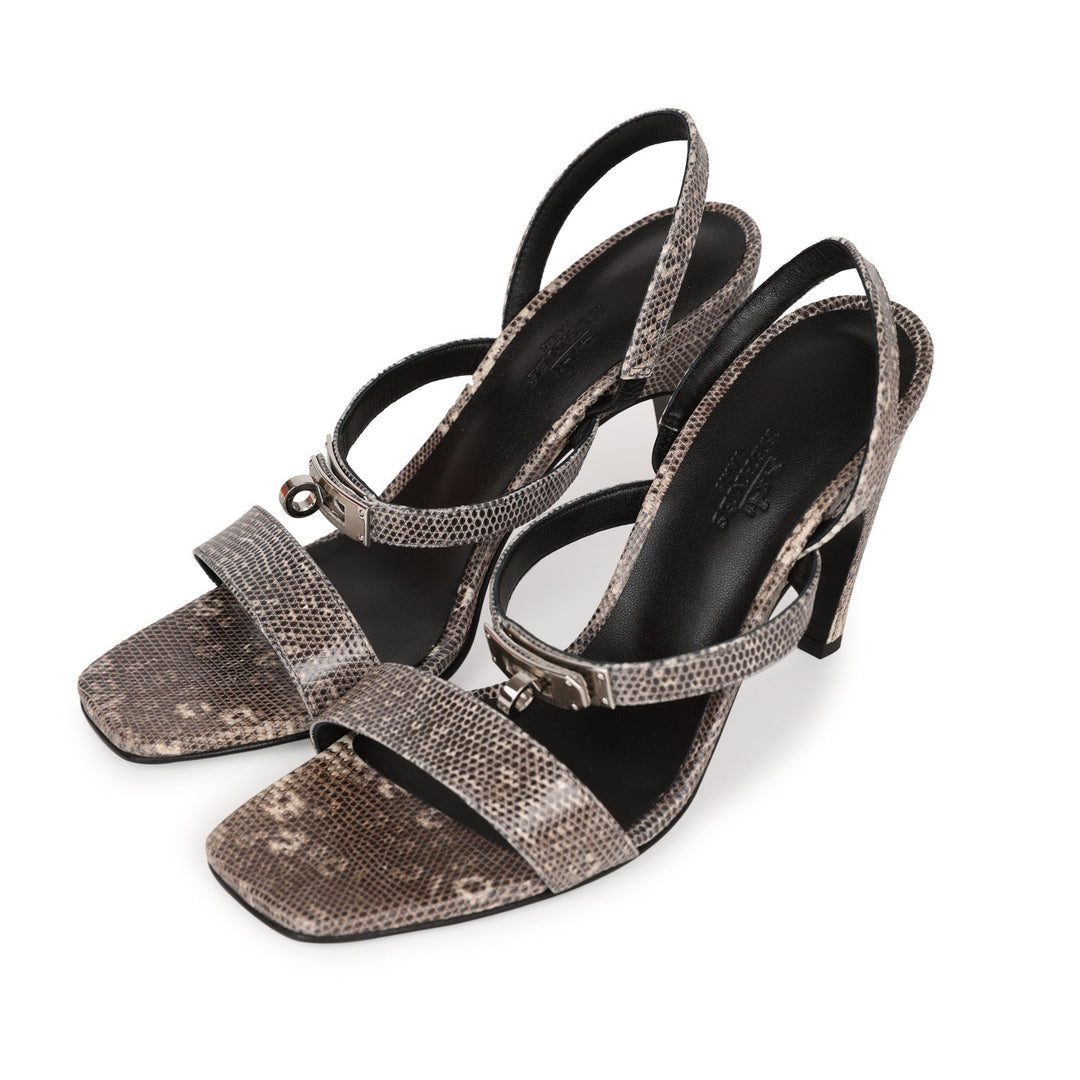 Top quality Hermes Glamour 95 Sandals Ombre Lizard Palladium Hardware 38 EU