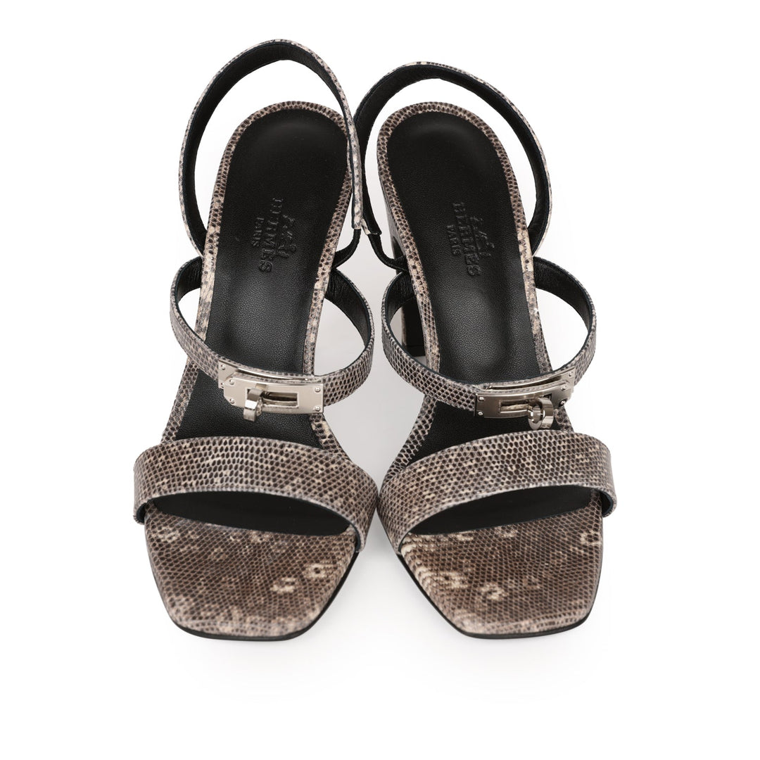 Top quality Hermes Glamour 95 Sandals Ombre Lizard Palladium Hardware 38 EU