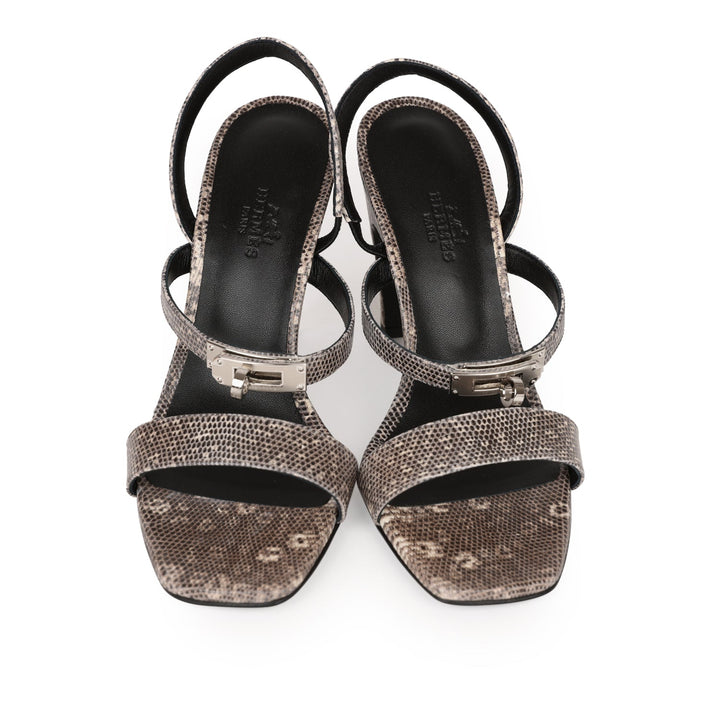 Top quality Hermes Glamour 95 Sandals Ombre Lizard Palladium Hardware 38 EU
