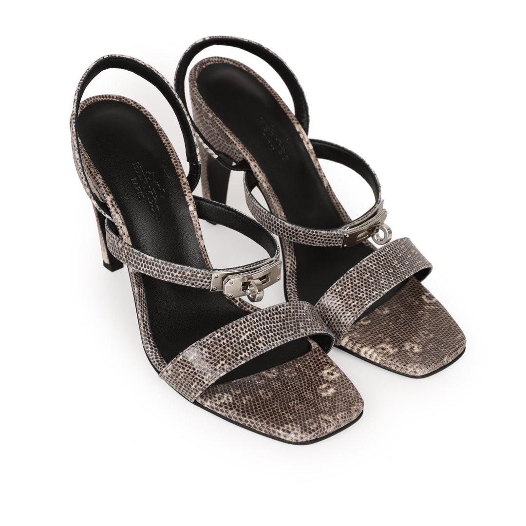 Top quality Hermes Glamour 95 Sandals Ombre Lizard Palladium Hardware 38 EU