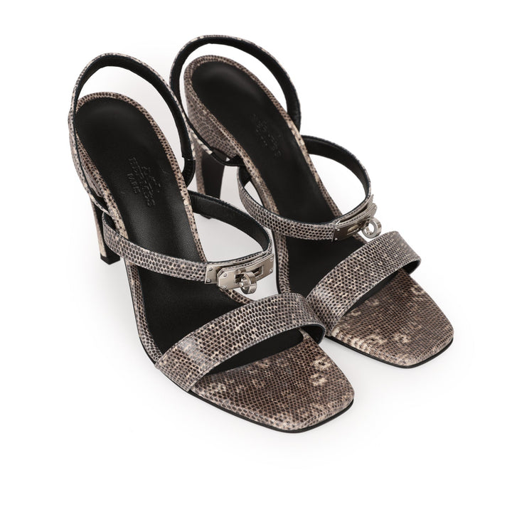 Top quality Hermes Glamour 95 Sandals Ombre Lizard Palladium Hardware 38 EU