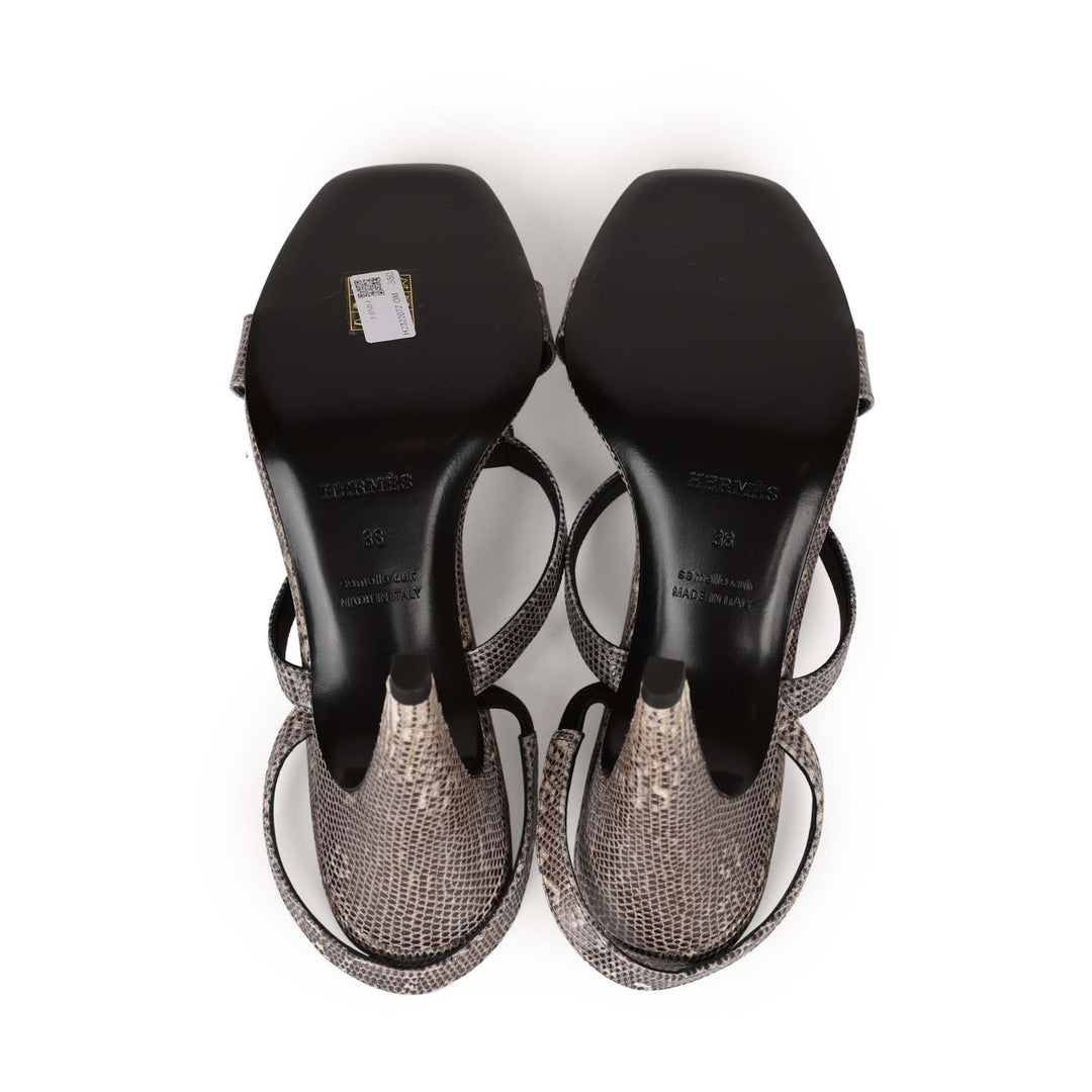 Top quality Hermes Glamour 95 Sandals Ombre Lizard Palladium Hardware 38 EU