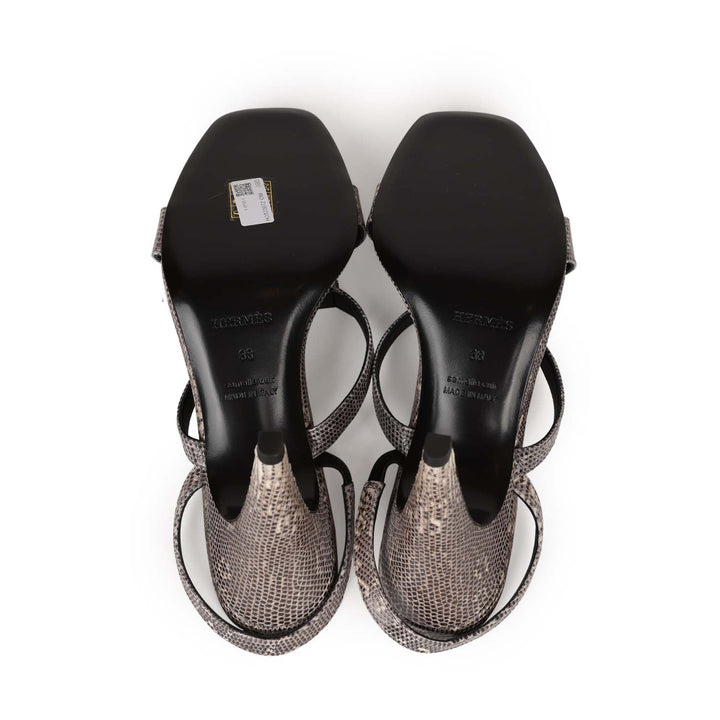 Top quality Hermes Glamour 95 Sandals Ombre Lizard Palladium Hardware 38 EU