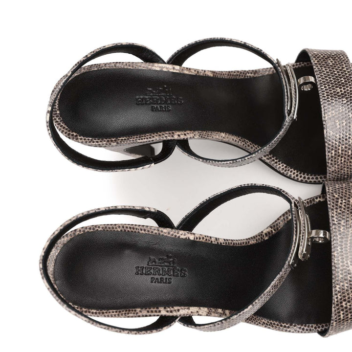 Top quality Hermes Glamour 95 Sandals Ombre Lizard Palladium Hardware 38 EU