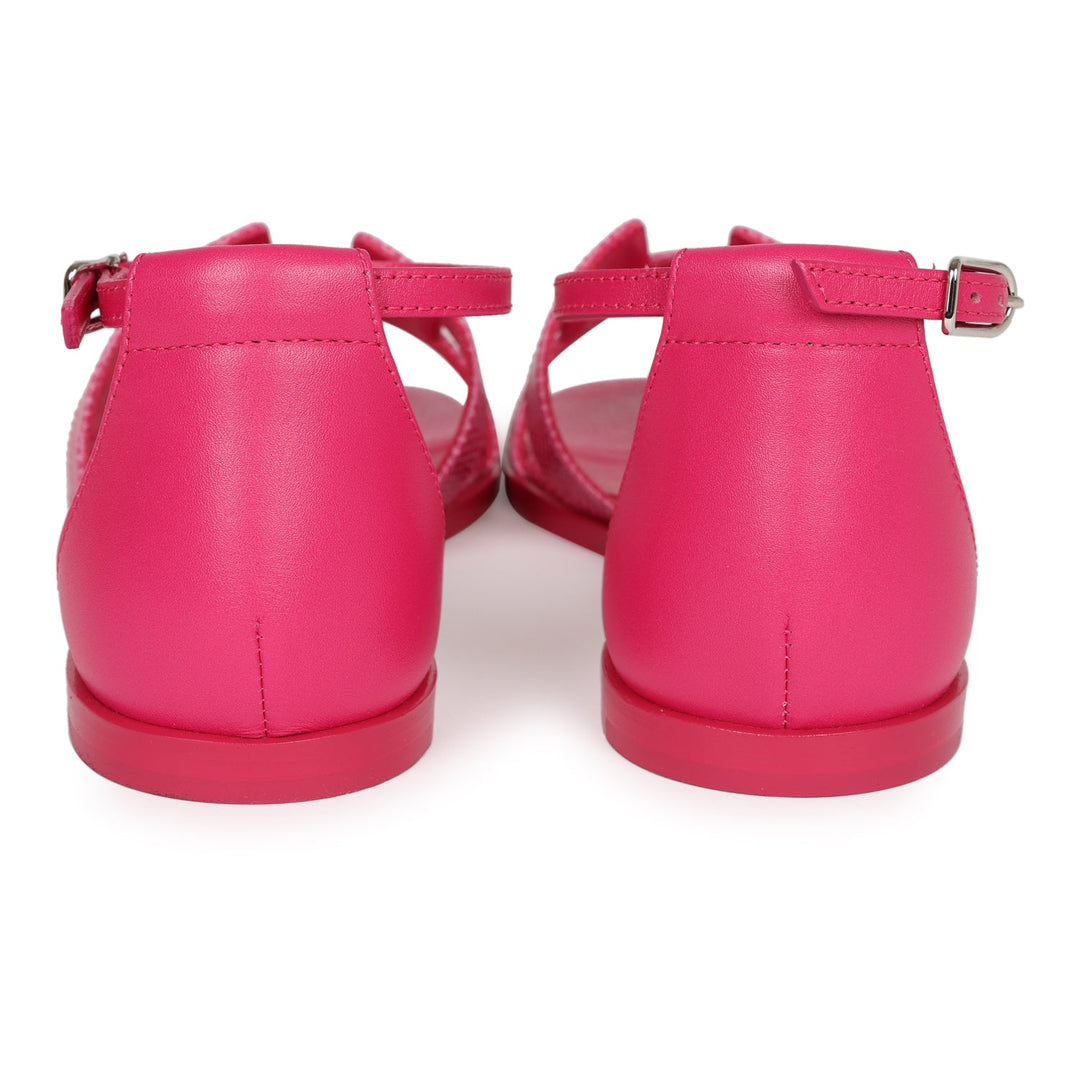 Top quality Hermes Santorini Sandals Rose Flash Lizard Palladium Hardware 36