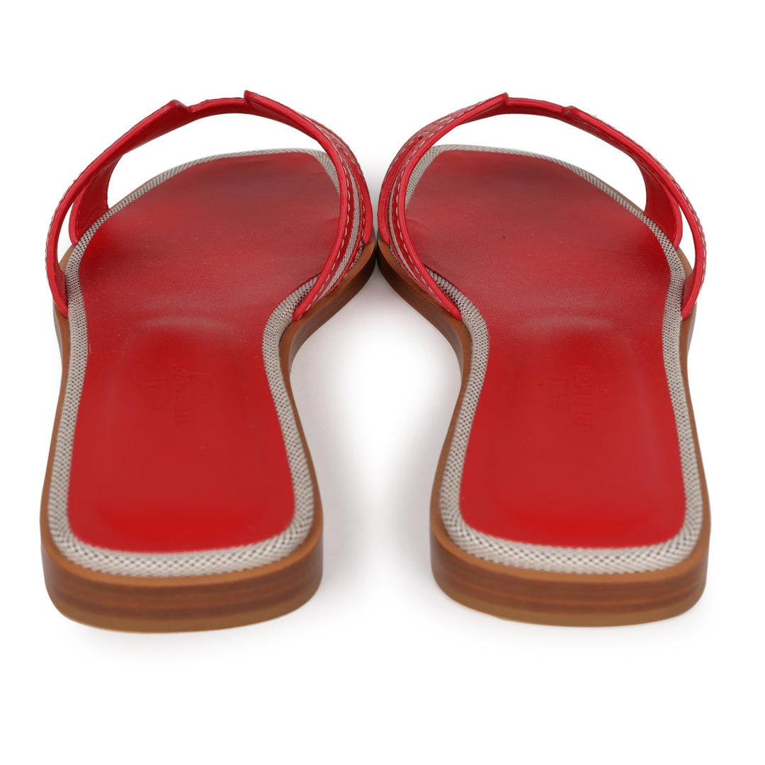 Top quality Hermes Oran Sandals Prunoir Rouge Canvas 38.5