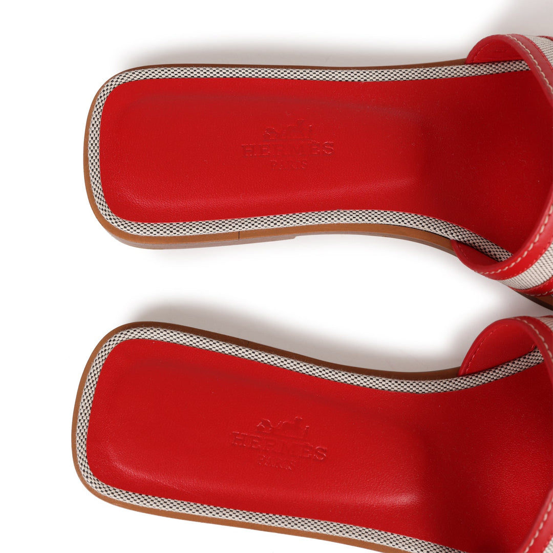 Top quality Hermes Oran Sandals Prunoir Rouge Canvas 38.5