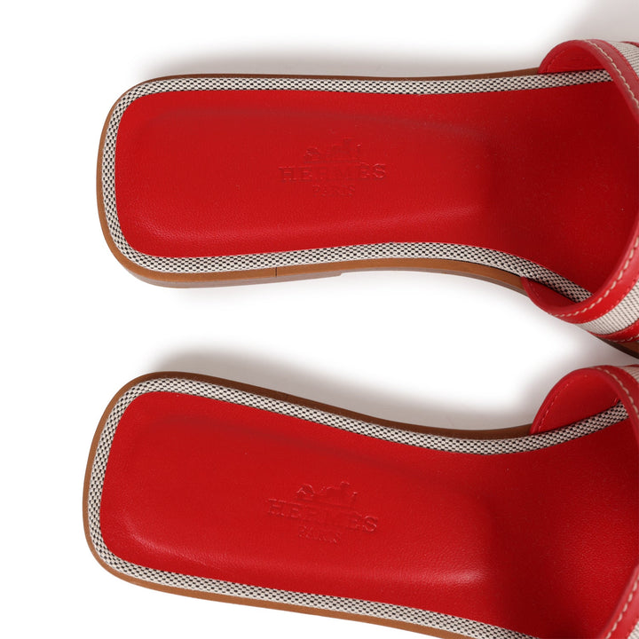 Top quality Hermes Oran Sandals Prunoir Rouge Canvas 38.5