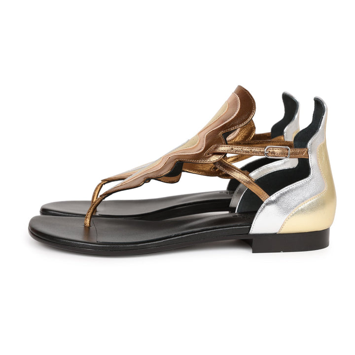 Top quality Hermes Garden Sandals Metallic Palladium Hardware 37