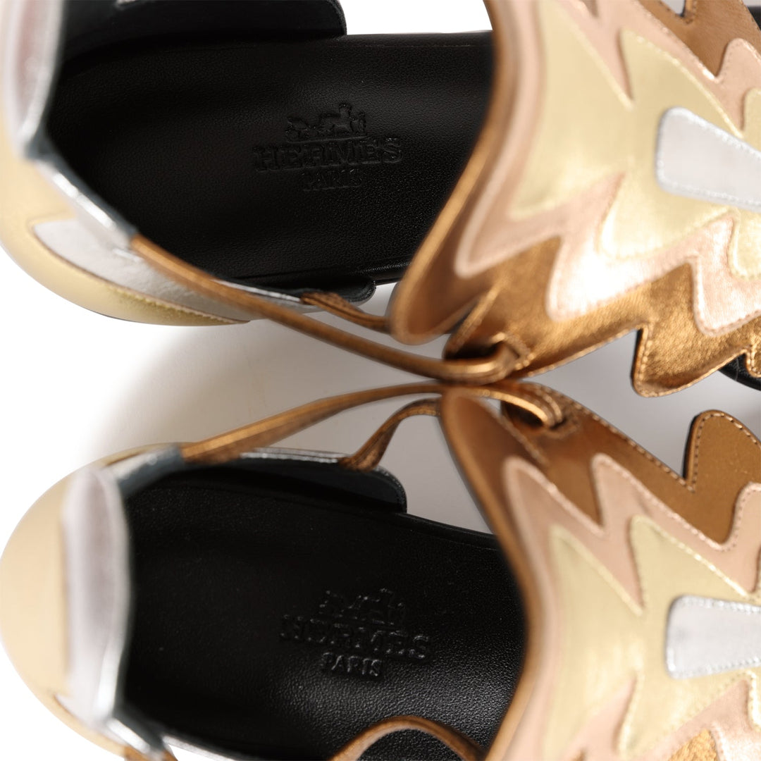 Top quality Hermes Garden Sandals Metallic Palladium Hardware 37