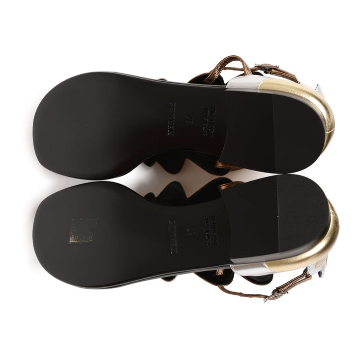 Top quality Hermes Garden Sandals Metallic Palladium Hardware 37