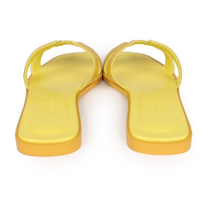 Top quality Hermes Oran Sandals Jaune Curcuma Ostrich 37